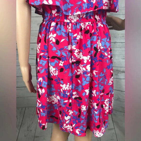 Elle Sundress Large Pink Purple Floral Print Ruffled Cute Casual Dress Summer - Picture 15 of 15